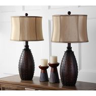 Safavieh Lighting Collection Santa Fe Brown Faux Leather 28-inch Table Lamp (Set of 2)