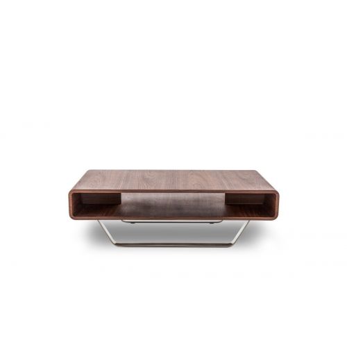  Limari Home Gamble Collection Modern Living Room and Den Contemporary Coffee Table with Stainless Steel Legs, Walnut