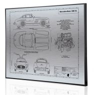 Engraved Blueprint Art LLC Mercedes-Benz 300SL Coupe Blueprint Artwork-Laser Marked & Personalized-The Perfect Mercedes-Benz Gifts