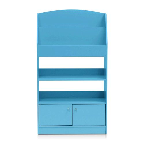  Jnwd 4-Tier Bookshelf Organizer for Kids with Closed Cabinet Wood Blue Book Rack Decorative Playful Organizing Kids Size Furniture & e-Book by jn.widetrade.