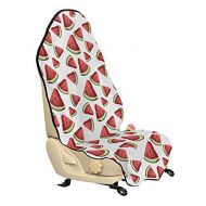 Lunarable Watermelon Car Seat Hoody, Organic Life Themed Fruit Slices Vegan Choices Tropical Summer, Car and Truck Seat Cover Protector with Nonslip Backing Universal Fit, Coral Pa