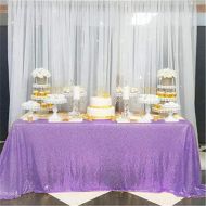 QueenDream 90x156inch Rectangle Sequin Tablecloth for Party Cake Dessert Table Exhibition Events Lavender