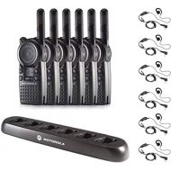 Motorola Solutions 6 Pack of Motorola CLS1110 Walkie Talkie Radios with Headsets & 6-Bank Charger