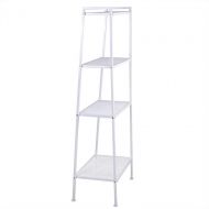 Globe House Products GHP 23.62x13.78x57.87 Ivory White Iron 4-Tiered Leaning Ladder Bookcase Shelf