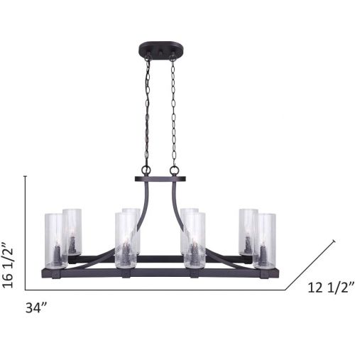  Canarm CANARM ICH633A08ORB Nash 8 Light Chandelier with Seeded Glass, 12.5 x 34 x 16.5, Oil Rubbed Bronze
