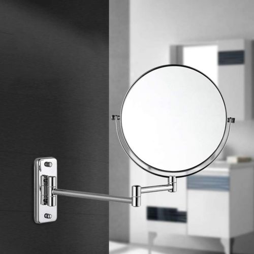  WUDHAO Vanity Mirror,Makeup Mirror Wall Mount Makeup Mirror Two-Sided Retractable Bathroom Mirror 8 Inches360 Degree Swivel Vanity Mirror 5X Magnification with Lights Wall Mounted