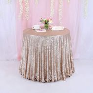 TRLYC New Listing !!! Champagne Round Sparkly Sequin Tablecloth 72 - 196 Round for Wedding/Dessert Table (120)