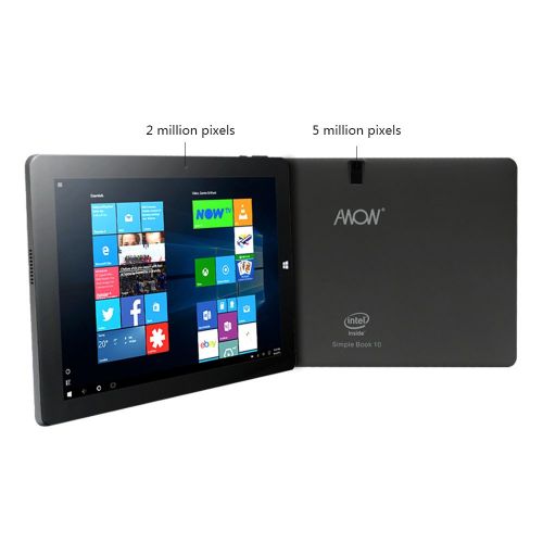  AWOW 10 inch Windows 64 Bit Tablet PC 2-in-1 Touchscreen Laptop 4GB RAM 64GB with Intel Atom Z8350 IPS Display Dual Webcam Micro SD HDMI Detachable Keyboard Gray [SimpleBook-GB-4+6