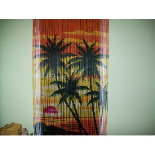  ABeadedCurtain Tropical Sunset Palm Trees Beaded Curtain 125 Strands (+hanging hardware)