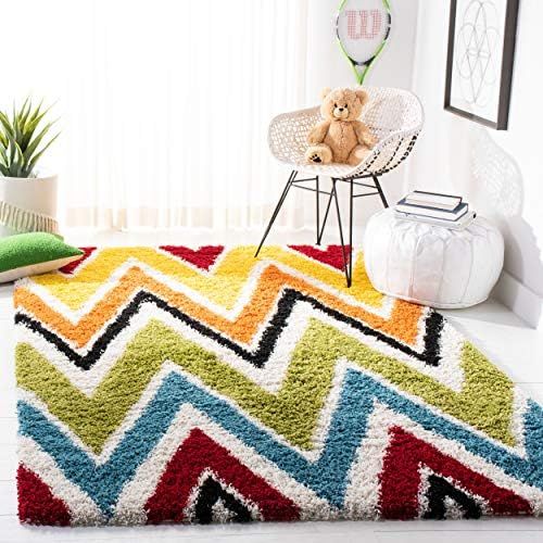  Safavieh Kids Shag Collection SGK567A Ivory and Multi Area Rug (8 x 10)