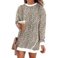 [아마존 핫딜] Angashion Womens Sweatshirts - Casual Leopard Print Crewneck Long Sleeve Oversized Pullover Tunic Sweatshirt Tops