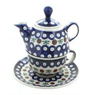 Zaklady Blue Rose Polish Pottery Nature Individual Teapot & Cup