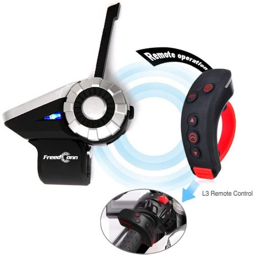  FreedConn Motorcycle Helmet Group Communication System T-Rex 1500M 8-Way Bluetooth Headset Intercom Interphone with L3 PTT Handlebar BT Remote Controller (FM Radio/Waterproof/Music