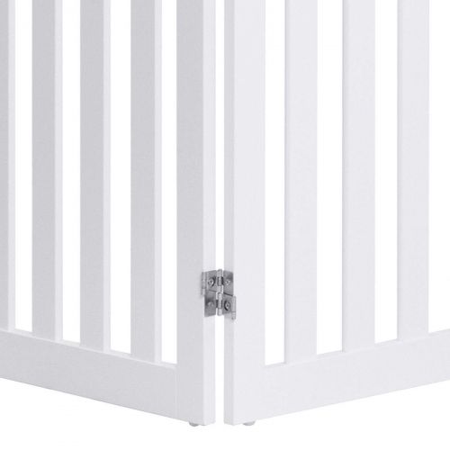  Safstar Wooden Dog Gate Freestanding Pet Puppy Fence Foldable Baby Safety Gates for The House Doorway Hall Stairs 3 Panel 24 inch Height (White)