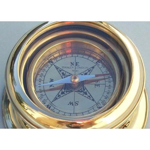 스텐리 Stanley London Round Gimbaled Brass Desk Compass