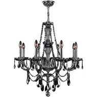 Worldwide Lighting Provence Collection 8 Light Chrome Finish and Smoke Crystal Chandelier 28 D x 30 H Large