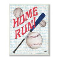The Kids Room by Stupell Homerun Baseball Bat Typography Rectangle Wall Plaque, 11 x 0.5 x 15, Proudly Made in USA