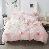 LELVA Watermelon Print Duvet Cover Set Teen Bedding for Girls 3 Piece Fitted Sheet Set Cotton Twin Bedding in a bag