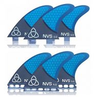 Naked Viking Surf Medium NV-5.0 Thruster Surfboard Fins (Set of 3) Blue Carbon Fiber, FCS