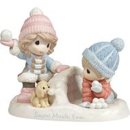 Precious Moments Much Fun Boy and Girl Playing in The Snow Figurine, Multicolor