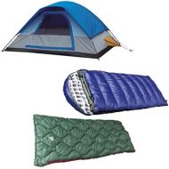 Alpinizmo High Peak USA Magadi 5 Tent + Kodiak 0F and Ranger 20F Sleeping Bag Combo Set, BlueGreen, One Size