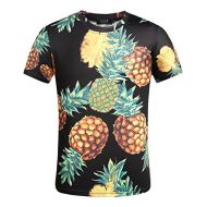 SSLR Mens Pineapple Crew Neck Hawaiian Tee Short Sleeve T-Shirts