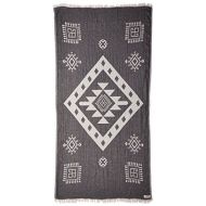 Bersuse 100% Cotton - Veracrus Turkish Towel - Peshtemal Bath Beach Towel - Bohemian Aztec Patterns - Dual-Layer, Oeko-TEX - 37 x 70 Inches, Silver Gray (Set of 6)
