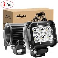 Nilight 2PCS 18W 1260lm Spot Driving Fog Light Off Road Led Lights Bar Mounting Bracket for SUV Boat 4 Jeep Lamp,2 years Warranty