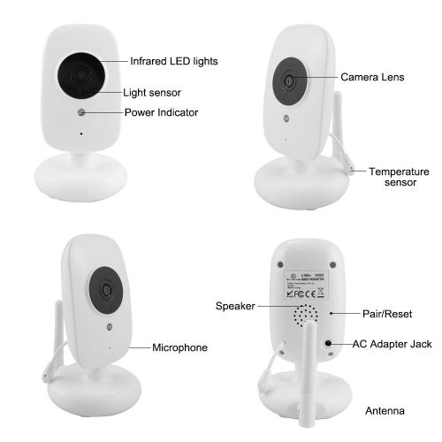  Adventurers 2.4 Digital Wireless Baby Monitor Video with Camera and Audio Long Range, with 2-Way Talkback,Night Vision,Lullaby,Temperature Sensor project nursery baby monitor (Whit