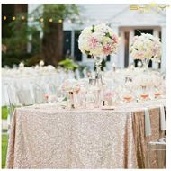 ShiDianYi Champagne Tablecloth 70x70-Inch Sequin Table Cover Great Gatsby Decorations