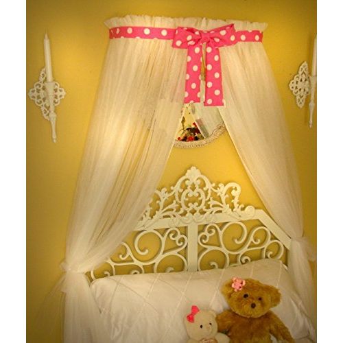  Bed canopy CrOwN with Light pink FrEe Sheer curtain Princess Bow cornice coronet teester Nursery Crib custom design So Zoey Boutique SALE