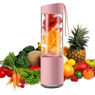 LQ&XL 300Ml Tragbarer Entsafter Mini Blender Smoothie Maker Mixer, Mobiler Standmixer USB Wiederaufladbare 2 Schneidkopf Milchshakesaft Babynahrung Reisen,Home,Pink