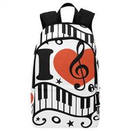 InterestPrint Love Heart Music Note Piano Casual Backpack College School Bag Travel Daypack