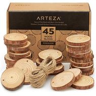 [아마존 핫딜] ARTEZA Wood Slices (45 Pieces) with Bark Natural Unfinished Pine 2.4-2.8 Diameter Smooth Beautiful Sanded Surface Includes 50 of Natural Jute Twine for Arts, Crafts, Weddings, Orna