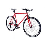 Golden Cycles Velo-7 Hybrid Bicycle, 7 Speed with Front & Rear Brake (Red, 52)