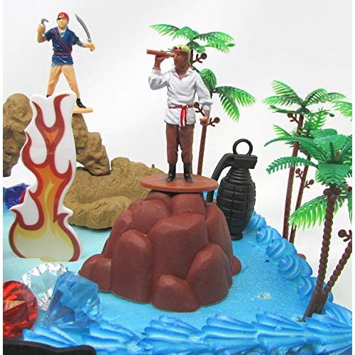  12 Piece PIRATE Yo Ho Yo Ho Birthday Cake Topper Set Featuring Random Pirate Figures and Decorative Themed Accessories