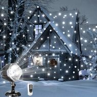 Snowfall LED Lights, AOLOX Christmas Snowflake Rotating Projectors Lights Remote Control Waterproof Outdoor Landscape Decorative Lighting for Patio,Garden,Halloween,Christmas,Holid