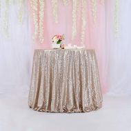 TRLYC 120 Round Shiny Champagne Sequin Tablecloth for Wedding and Party
