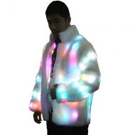 Generic Men Faux Fur Jacket Outwear Light up Burning Glow LED Costume