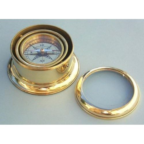 스텐리 Stanley London Round Gimbaled Brass Desk Compass