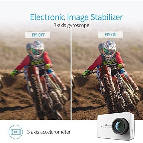  YI 4K Action and Sports Camera, 4K30fps Video 12MP Raw Image with EIS, Live Stream, Voice Control  White