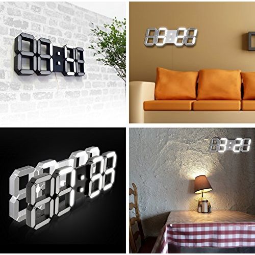  FLAITO 3D LED Watch Black 3D Led Multi-Functional Remote Control Digital Wall Clock, Timer, Stop Watch, Thermometer, Alarm, Black