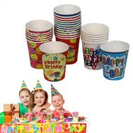 Dazzling toys 25 Pack Birthday Party Cups | Combination of Designs & Colors| Hot Or Cold 8 oz Disposable Cups | By Dazzling Toys