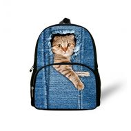 Showudesigns Cool Denim Cat Preschool Backpack Little Kids Kindergarten Bag