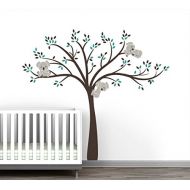 LittleLion Studio Modern Koala Cuteness Tree Wall Decal for Baby Nursery Decor - Natural Gender Neutral Color Collection