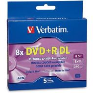 [아마존베스트]Verbatim DVD+R DL 8.5GB 8X AZO with Branded Surface - 5pk Jewel Case Box - 95311
