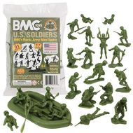 BMC Marx Plastic Army Men US Soldiers - OD Green 31pc WW2 Figures - Made in USA