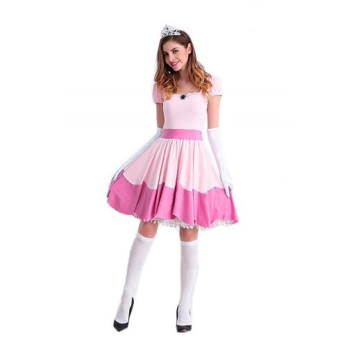  Xcostume Princess Peach Super Mario Dress for Womens Girls Halloween Cosplay Costume