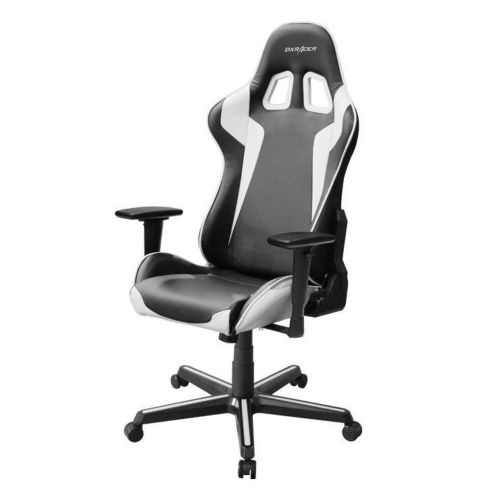  DXRacer OHFH00NW Black & White Formula Series Gaming Chair Ergonomic High Backrest Office Computer Chair Esports Chair Swivel Tilt and Recline with Headrest and Lumbar Cushion +