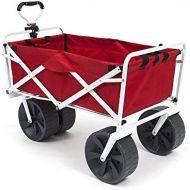Mac Sports Heavy Duty Collapsible Folding All Terrain Utility Wagon Beach Cart - Red/White